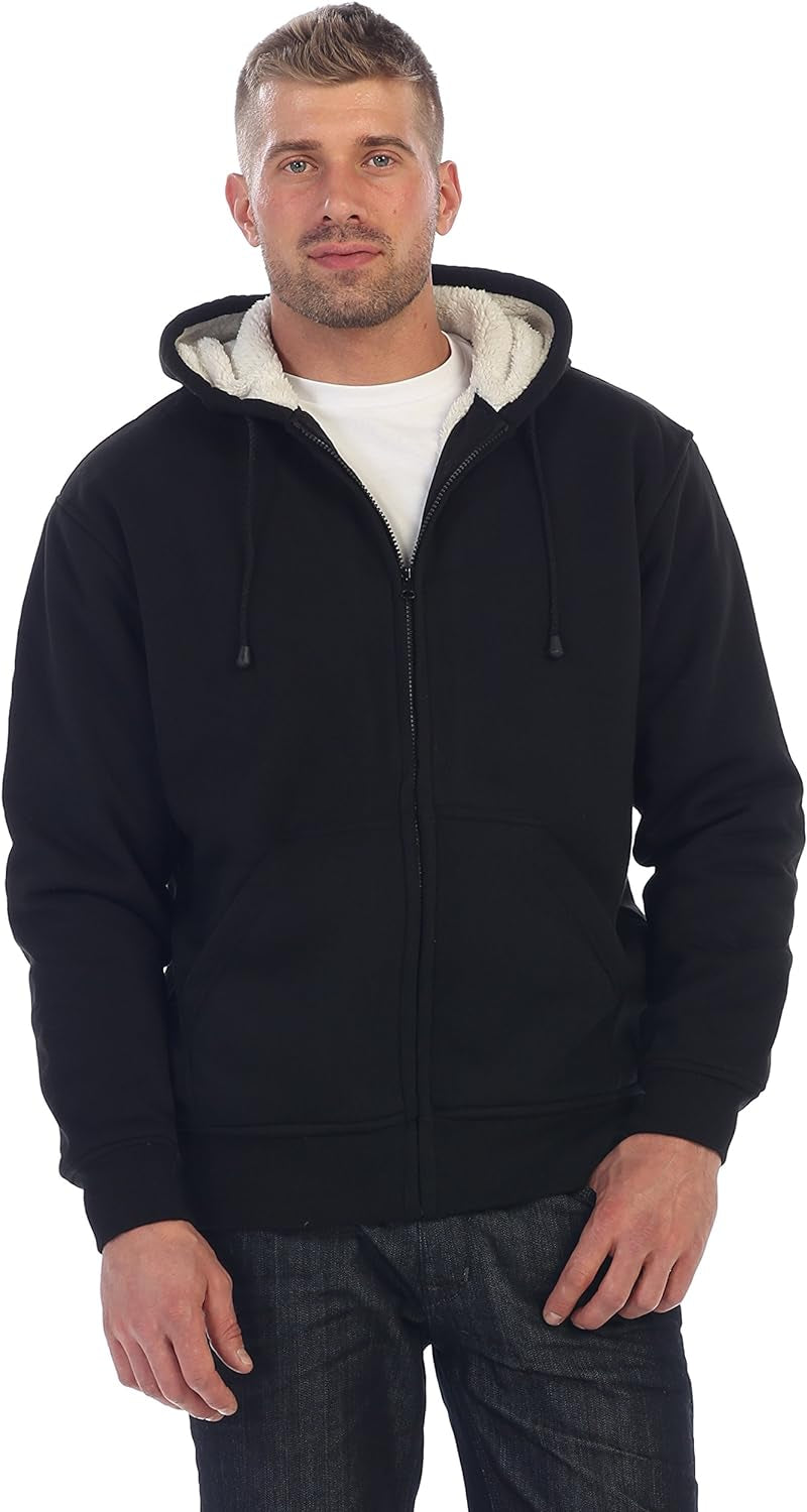 Men'S Soft Heavyweight Sherpa Lined Fleece Hoodie Jacket