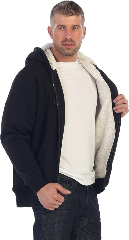 Men'S Soft Heavyweight Sherpa Lined Fleece Hoodie Jacket