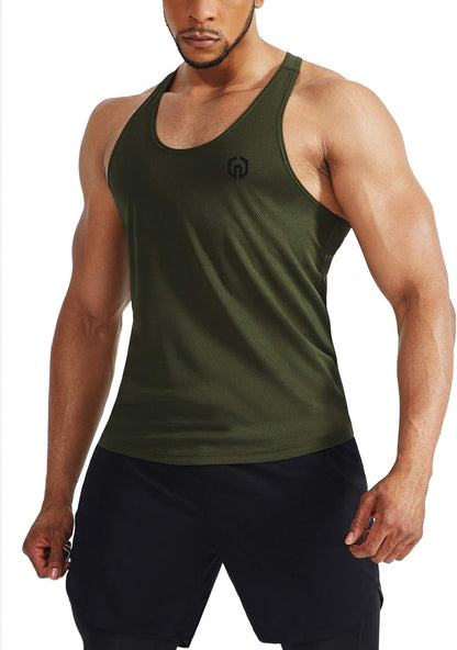 Men'S 3 Pack Workout Running Tank Top Sleeveless Gym Athletic Shirts,5080,Black/Grey/Olive Green,M