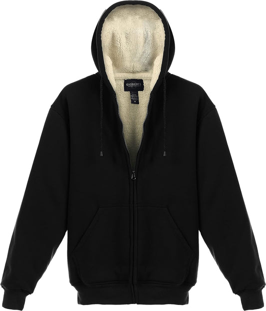 Men'S Soft Heavyweight Sherpa Lined Fleece Hoodie Jacket